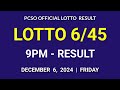 6/45 LOTTO RESULT TODAY 9PM DRAW December 6, 2024 Friday PCSO MEGA LOTTO 6/45 Draw Tonight