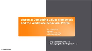 Lesson 2: Competing Values Framework and the Workplace Behavioral Profile