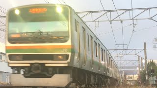 大迫力！E231系(警笛あり)新前橋駅付近にて、撮影日2024年12月17日16時18分