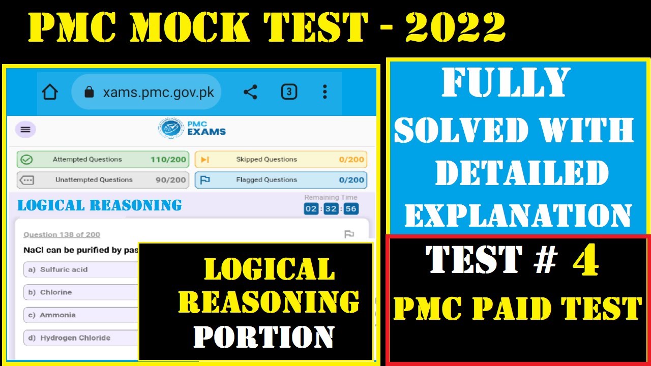 PMC Mock MDCAT Practice Test 4 (2022) | Today PMC Paid Logical ...