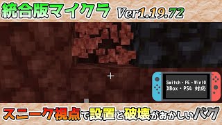 【統合版マイクラ】Ver1.19.70 スニークで十字の視点とブロック設置や破壊があっていないバグ!? 統合版マインクラフト・バグ報告会【Switch/Win10/PE/PS4/Xbox】