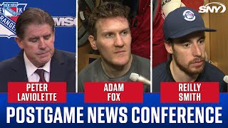 Peter Laviolette, Reilly Smith, and Adam Fox react to Rangers' 'tough loss' to Avalanche | SNY