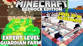 Minecraft Bedrock: Expert Guardian Farm Tutorial! Level 30 In 30 Seconds! MCPE X