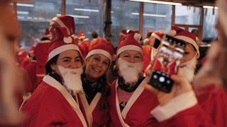 Santa Claus run at ski slope at Copenhill in Copenhagen