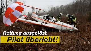 UL Flugzeug geht am Rettungsschirm runter! Pilot überlebt!