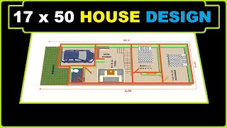 17 x 50 2bhk house desing 17 * 50 2बैडरूम वाला घर का नक्शा