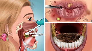ASMR treatment for allergic lips caused by eating poisonous mushrooms - 독버섯 섭취로 인한 알레르기성 입술 물집 치료