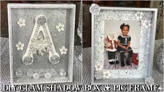 DIY DOLLAR STORE | GLAM SHADOW BOX AND PICTURE FRAME | DIY HOME DECOR IDEAS