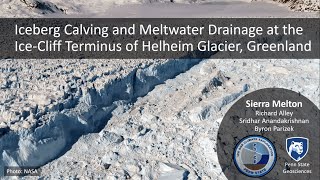 Iceberg calving and meltwater drainage at the ice-cliff terminus of Helheim Glacier, Greenland