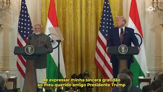 Trump e o primeiro-ministro indiano Narendra Modi em coletiva de imprensa [legendado]