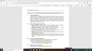 Simple Python program to display message on screen | Programming with Python (22616) | Practical 2