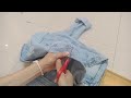 diy เสื้อแจ็คเก็ตยีนส์ ขาด ๆ เซอร์ ๆ diy ripped denim jacket เสื้อยีนส์ oversize chomstyle