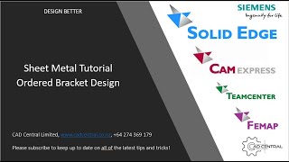 Ordered Solid Edge sheet metal tutorial - Bracket