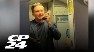 Pierre Poilievre takes over PA system on WestJet flight