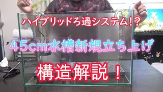 底面吹き上げ＋外部フィルターのハイブリッドろ過システムで45cm水槽立ち上げます