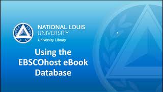 Using the EBSCOhost eBook Database