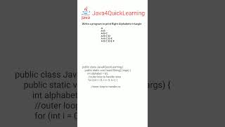 Program to print Right Alphabetic triangle #java #pattern #interview #freshers #java4quicklearning