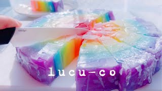 【ASMR】シャキシャキスポンジをパキパキにして切りまくる🌈Put a melted candle on the slime penetrating sponge and cut it.