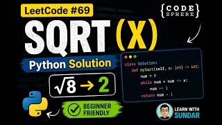 Square Root Without sqrt() 🔥 LeetCode 69 Python | Beginner Friendly #coding #leetcode #sqrt #python