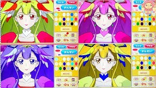 【あそんでプリキュア】キュアアンジュをキュアエールやアムールなどの他のプリキュアカラーでぬってみたよ❤️HUGっと！プリキュア❤️ASOBOOM!♪