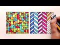 10 easy colourful zentangle art patterns part 2 patterns for beginners time lapse