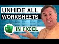 Excel - Unhide All Sheets Using 3 Lines of VBA Code - Episode 611