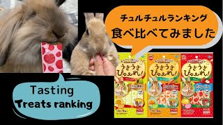 #192【チュルチュルランキング】3種類のうさうさピューレ食べ比べしてみた！ ミニウサギとアメリカンファジーロップでは食べ方が違います　〜bunny favorite treats ranking 〜