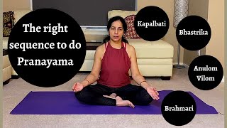 In what sequence pranayamas should be done, sequence of breathing exercises