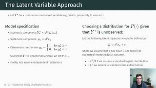 POL SCI 702 - 08 Models for Binary Dependent Variables: The Latent Variable Approach