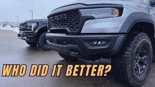 2025 Ram 1500 RHO vs 2025 Ford F-150 Raptor | Drive review comparison | MPG loop \u0026 Sport mode pull