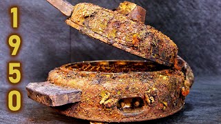 80 years old Antique HEART Waffle Maker Restoration & DIRTIEST restoration ever done !
