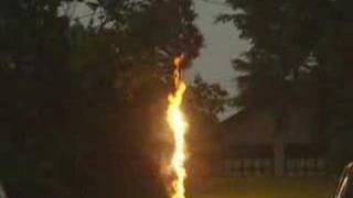 Lighting Strikes Pole, Causes Fire