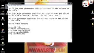 SQL CREATE TABLE English-vlr training