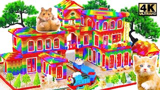DIY- How to Build Mini Train Station Rainbow House For Pets From Magnetic Balls