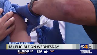 Indiana residents 16 and over become eligible for vaccination Wednesday