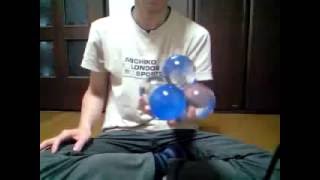 Contact juggling 5 and 6 ball tricks