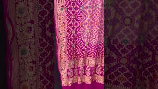 Pink shaded bandhani dupatta in khaddi Georgette Minakari work