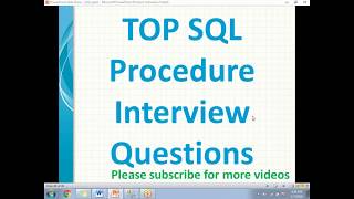 SQL Procedure Interview Questions