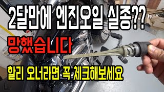 2018 팻보이 2달만에 엔진오일이 실종했습니다.