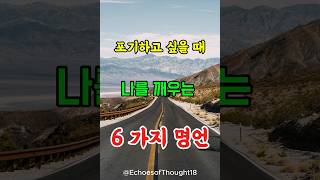 포기하고 싶을 때 나를 깨우는 6가지 명언 #shortvideo #명언 #좋은글 #자기개발 #자기계발