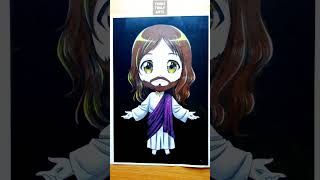 Drawing Cute Jesus Christ as Anime 💕  | How To Draw Jesus Christ | Christmas Special Drawing #shorts