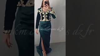 modèle vetste karakou moderne   croptop  avec jupe en satin drappé  💚