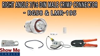 Right Angle 7/16 DIN Male Crimp Connector For RG58 \u0026 LMR-195 - Perfect For DIY Installs! #3787