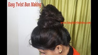 Massive Twist Bun of Floor Length Hair Done By Real Rapunzel Varsha