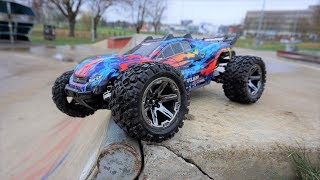 NEW Traxxas Rustler 4x4 VXL Trashed at Skate Park!