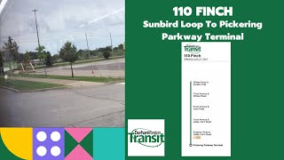 Durham Region Transit Route 110 - Sunbird Loop To Pickering Parkway Terminal - Full Route