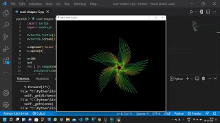 Python Turtle Graphics - 13 | Cool Shape Drawing | Python Turtle Coding Video |