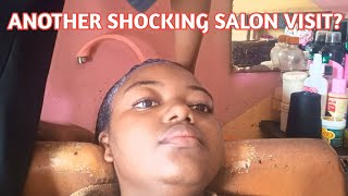 AFTER RELAXER WASH DAY: DEEP PROTEIN TREATMENT \u0026 HAIR TRIM AT THE SALON| RELAXED HAIR