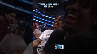 Maxey courtside at Thunder-Mavs playoff game 🤝