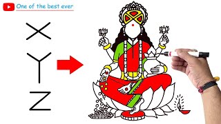 X Y Z से लक्ष्मी जी का सुंदर चित्र बनाना सीखे । Best Goddess Lakshmi Ji drawing on ▶️ Youtube 🔴